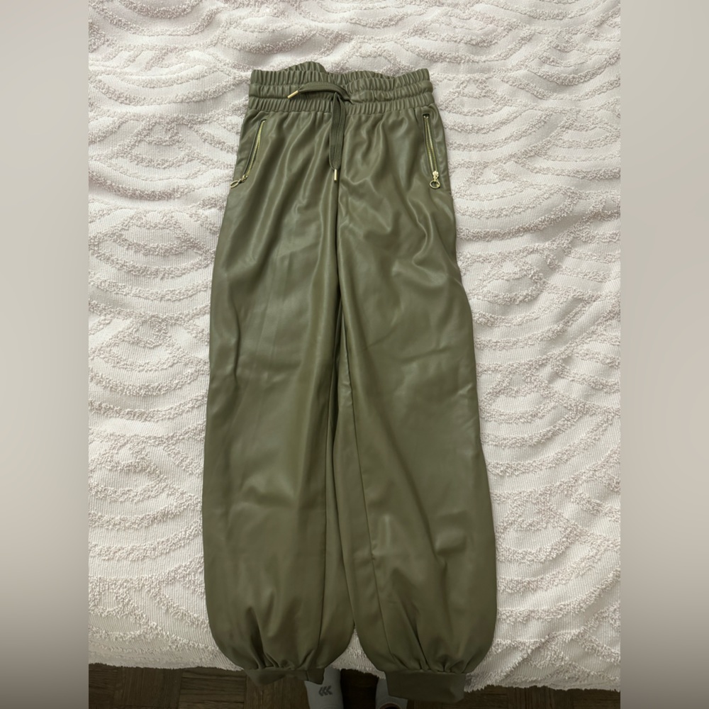 Green leather joggers. Generation love. Size small. Never worn